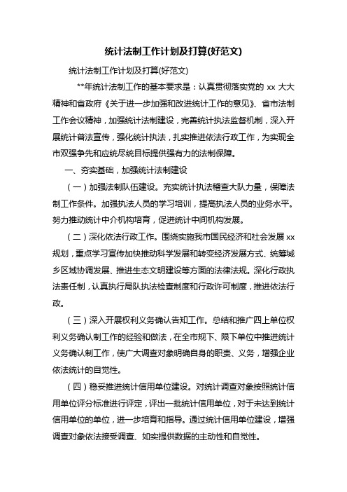 统计法制工作计划及打算(好范文)