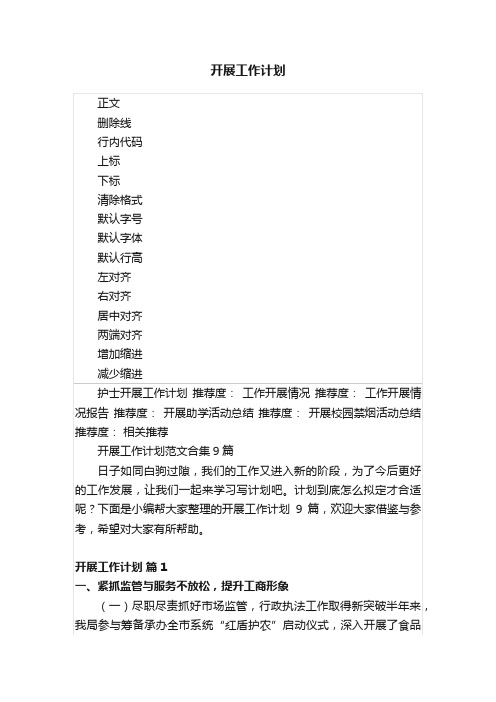 开展工作计划