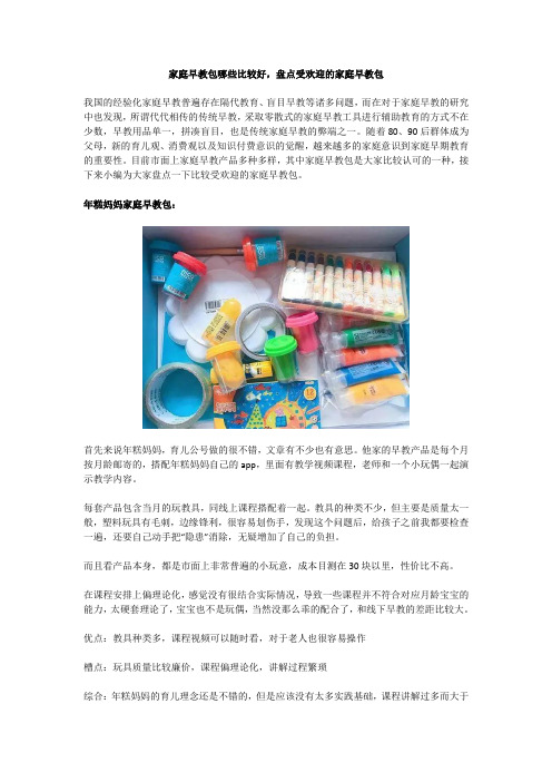 家庭早教包哪些比较好,盘点受欢迎的家庭早教包