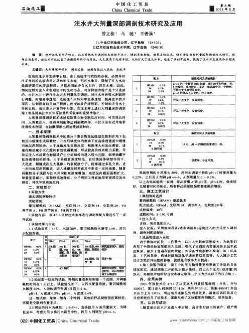 注水井大剂量深部调剖技术研究及应用