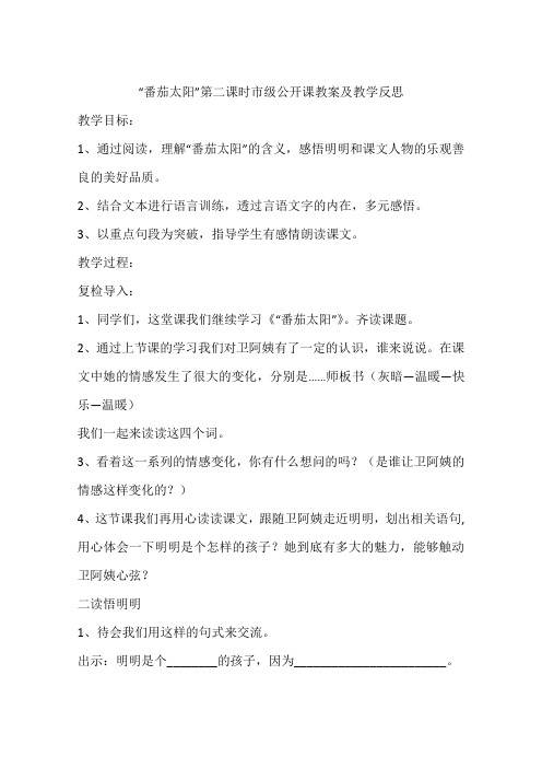 “番茄太阳”第二课时市级公开课教案及教学反思