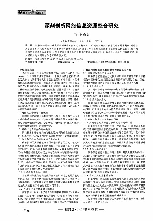 深刻剖析网络信息资源整合研究