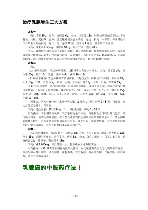 治疗乳腺增生三大方案