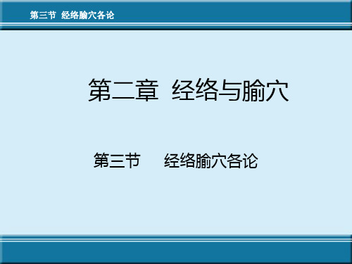 第二章经络与腧穴第三节经络腧穴各论PPT课件