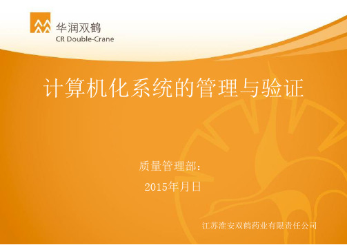计算机化系统的管理与验证