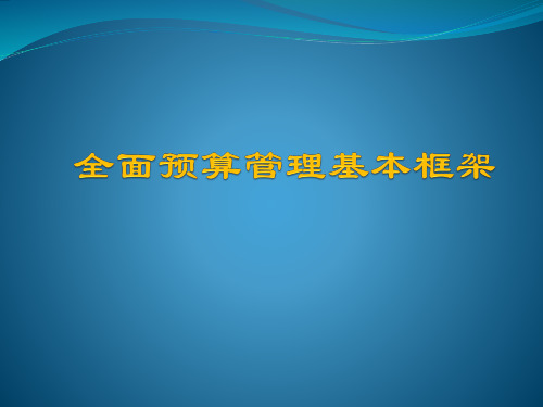 全面预算管理框架