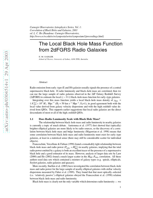 The local black-hole mass function from 2dFGRS radio galaxies