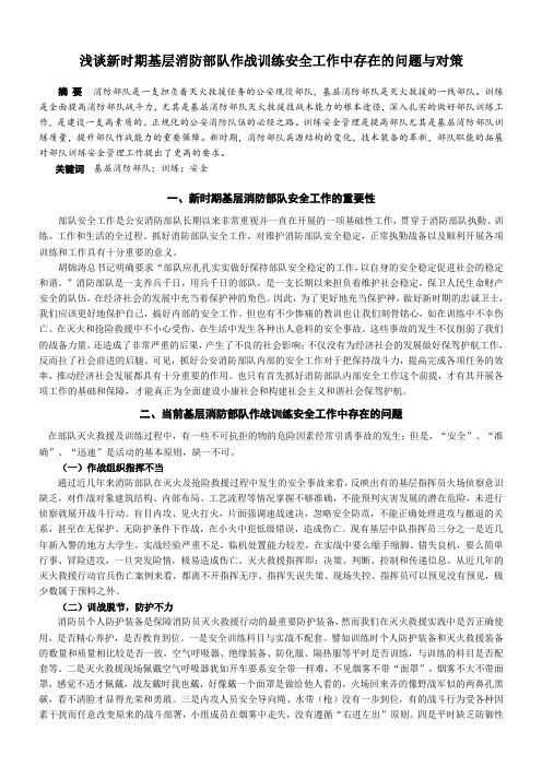 浅谈新时期基层消防部队作战训练安全工作中存在的问题与对策
