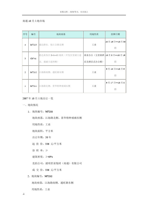 南通土地市场分析