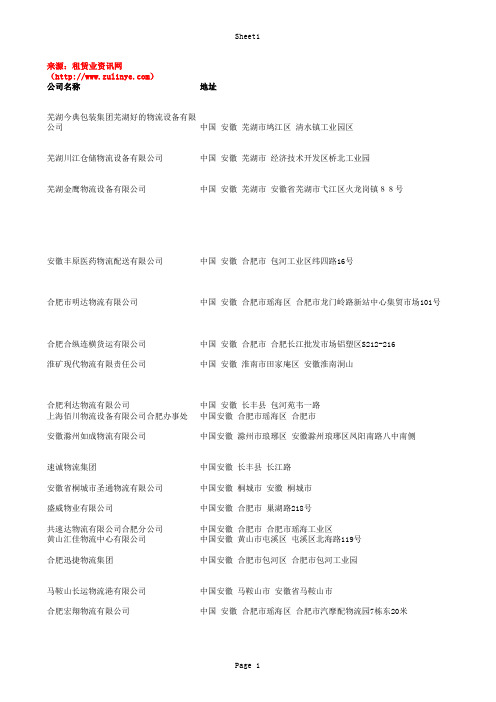 最新安徽企业通讯录