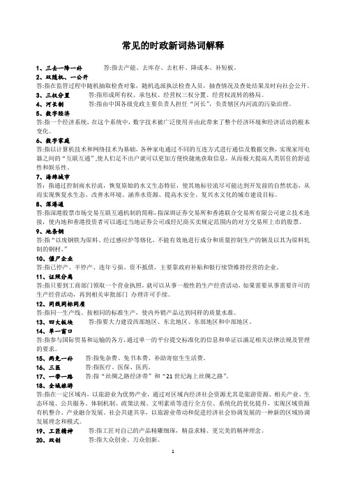 常见的时政名词解释