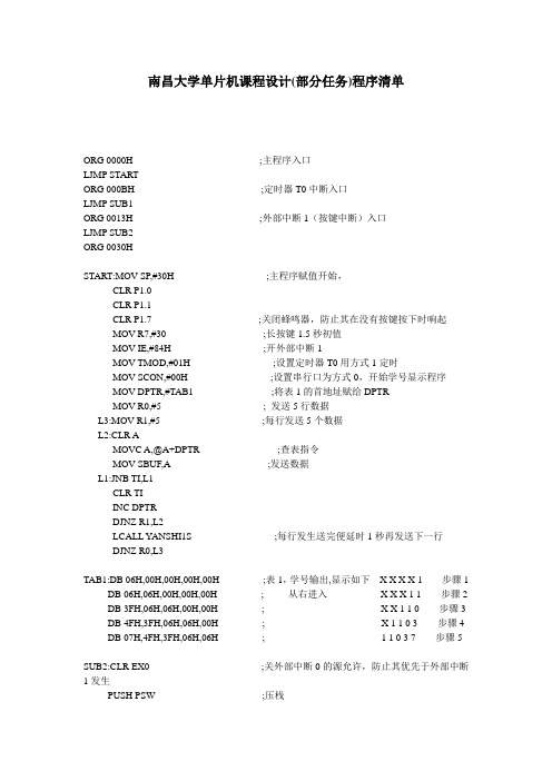 南昌大学单片机课程设计程序清单