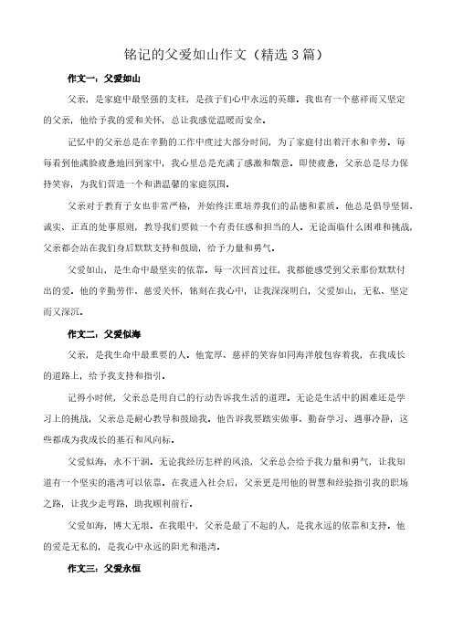 铭记的父爱如山 作文(精选3篇)