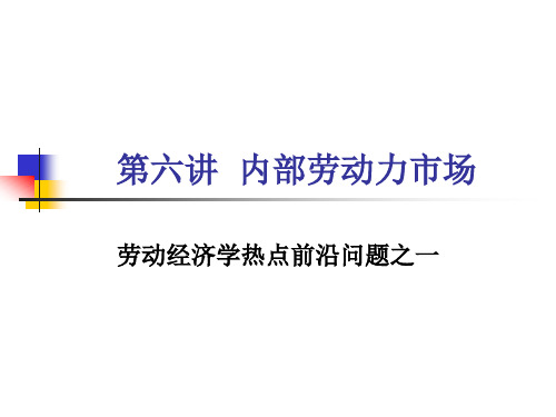 第06讲 内部劳动力市场 优质课件