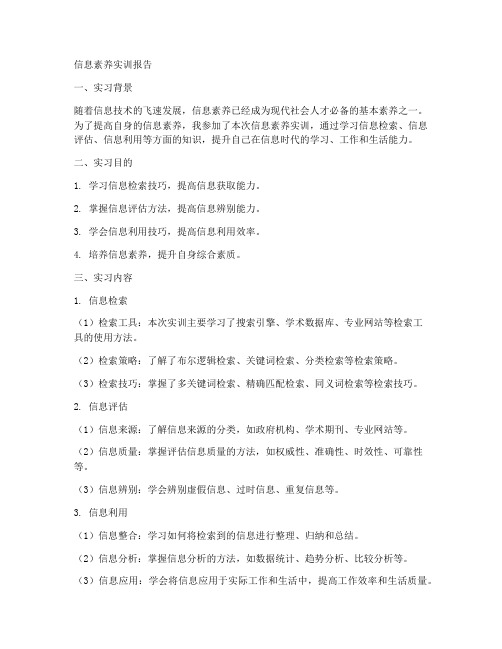 信息素养实训报告范文