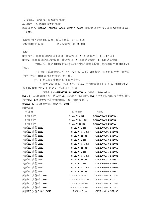 ATmega16熔丝位详解