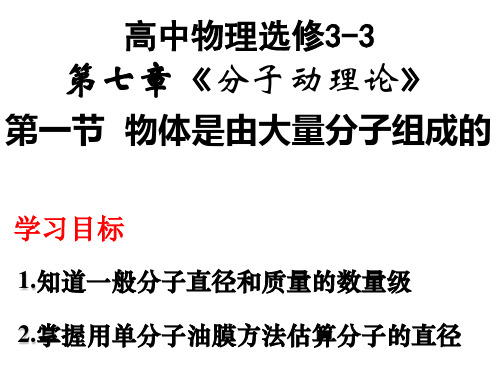 人教版高二物理选修3-3第七章分子动理论  7.1《物体是由大量分子组成的》(20张PPT)课件