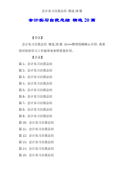 会计实习自我总结 优选20篇