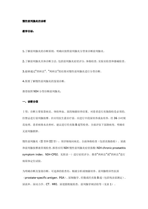 慢性前列腺炎的诊断