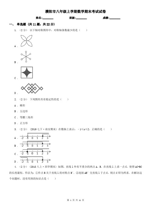 濮阳市八年级上学期数学期末考试试卷