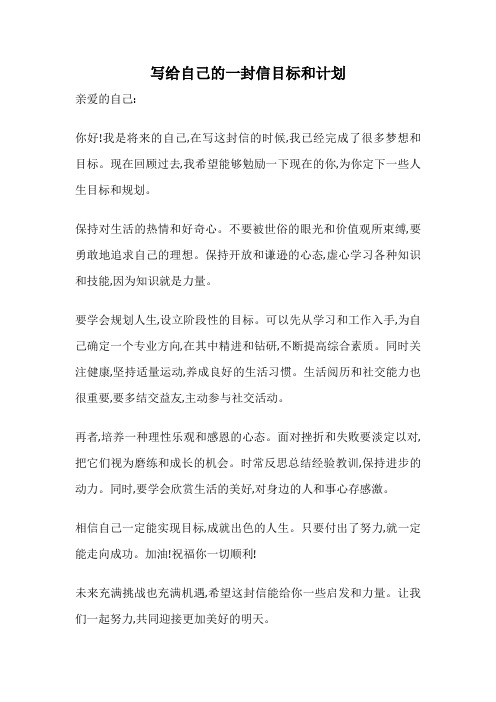 写给自己的一封信目标和计划
