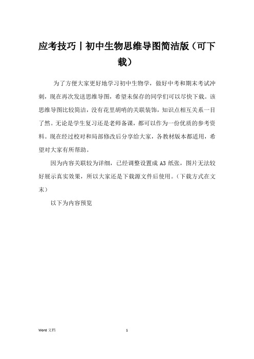 应考技巧丨初中生物思维导图简洁版(可下载)