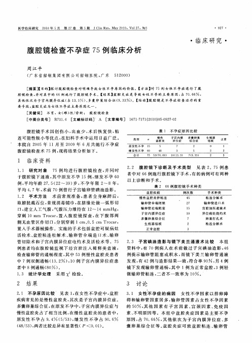 腹腔镜检查不孕症75例临床分析