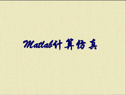 Matlab计算仿真