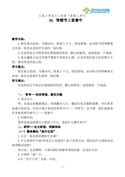 《雪顿节上看赛牛》教学设计26