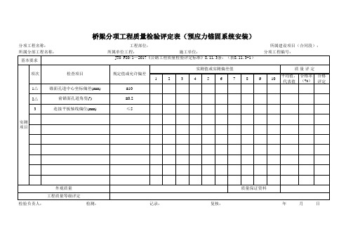 桥梁分项工程质量检验评定表(预应力锚固系统安装)