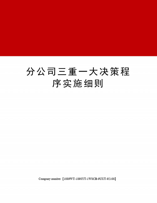 分公司三重一大决策程序实施细则