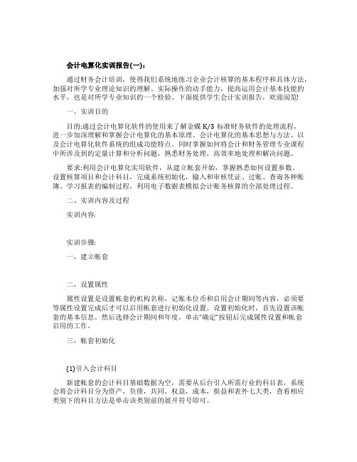 会计电算化实训报告范文5篇