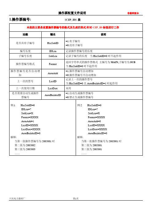 操作票配置说明