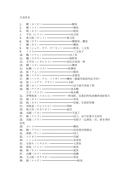 日语鱼名