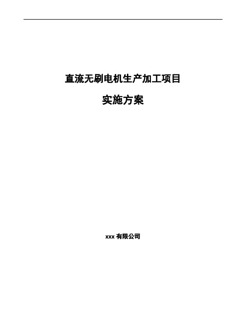 直流无刷电机生产加工项目实施方案