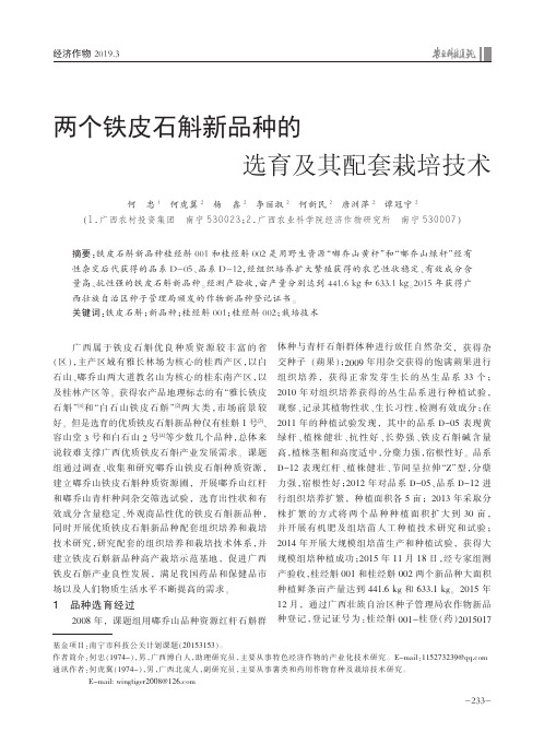 两个铁皮石斛新品种的选育及其配套栽培技术