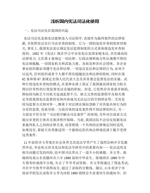 浅析国内宪法司法化运用