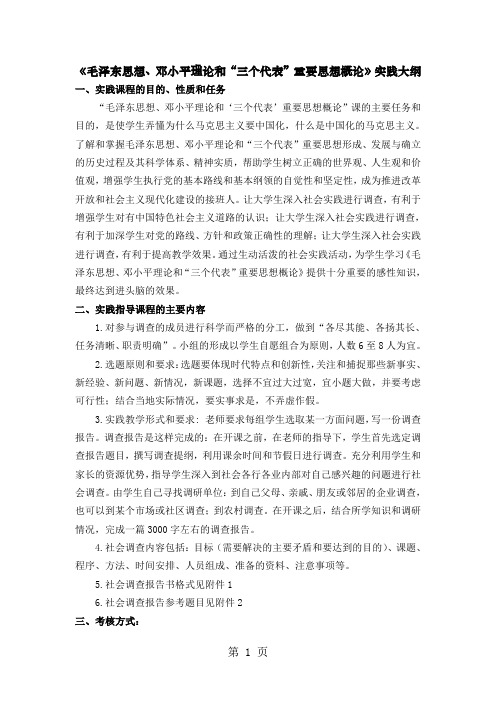 毛概实践调查大纲11页word文档