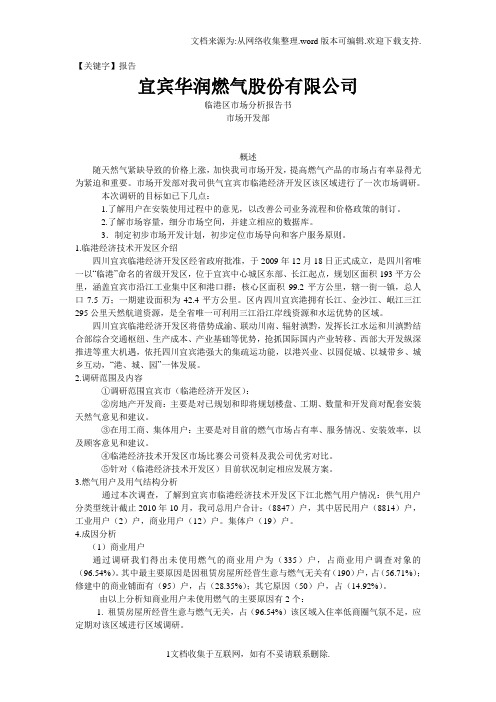 【报告】宜宾市临港区天燃气市场分析报告书XX燃气公司