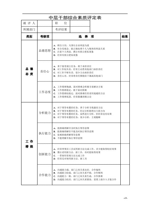 中层干部综合素质评定表 (3)