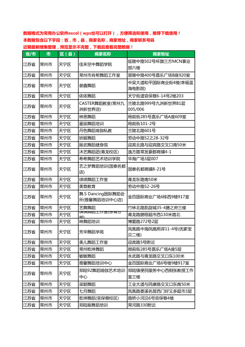 2020新版江苏省常州市天宁区舞蹈工商企业公司商家名录名单黄页联系电话号码地址大全51家