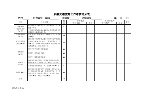 支教教师考核表格