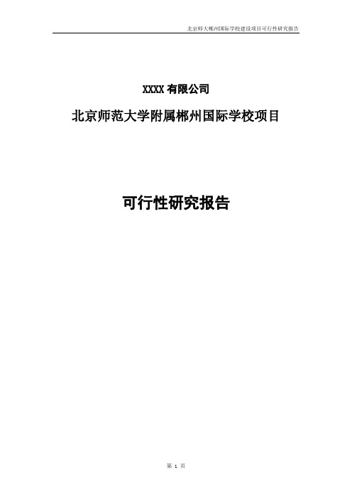 北京师范大学附属郴州国际学校项目可行性研究报告
