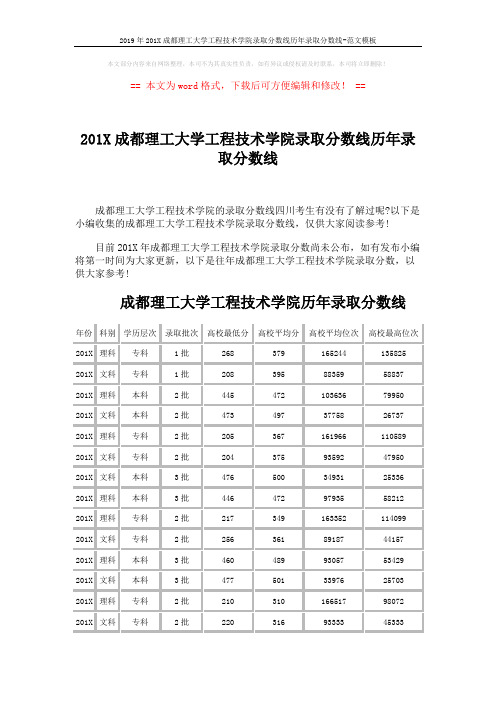 2019年201X成都理工大学工程技术学院录取分数线历年录取分数线-范文模板 (3页)