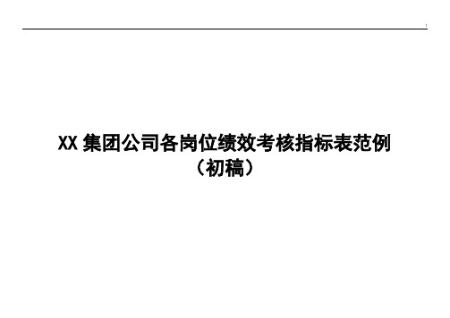 集团公司各岗位绩效考核指标计划表