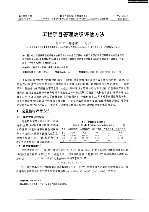 工程项目管理效绩评估方法