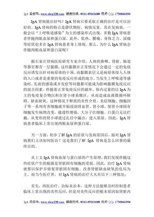IgA肾病能治好吗