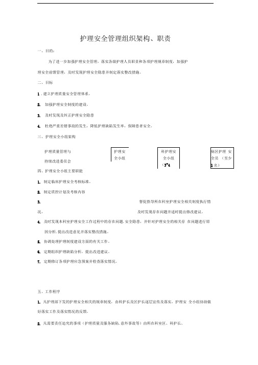 护理安全管理组织架构、职责