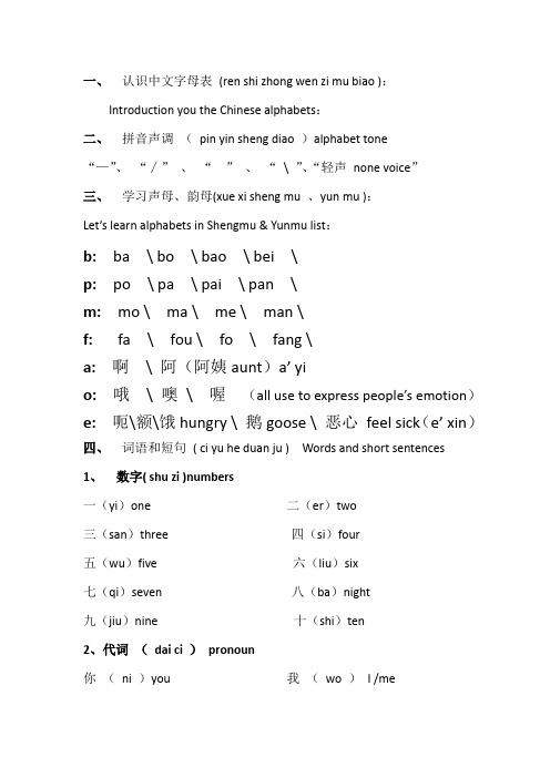 中文学习入门 1第一课