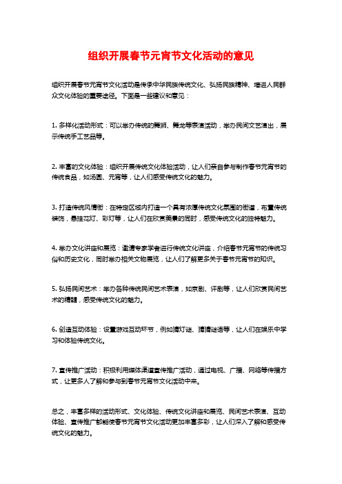 组织开展春节元宵节文化活动的意见